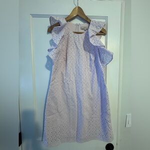 LOFT Lavender Eyelet Ruffle Dress